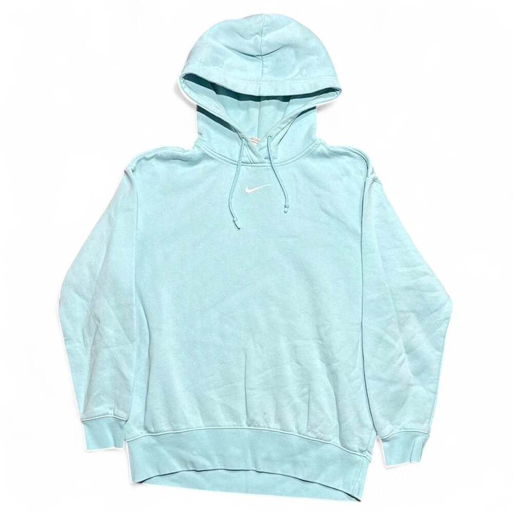 Nike Pastel Light Blue Embroidered Mini Swoosh Pullover Hoodie XS - Picture 2 of 6